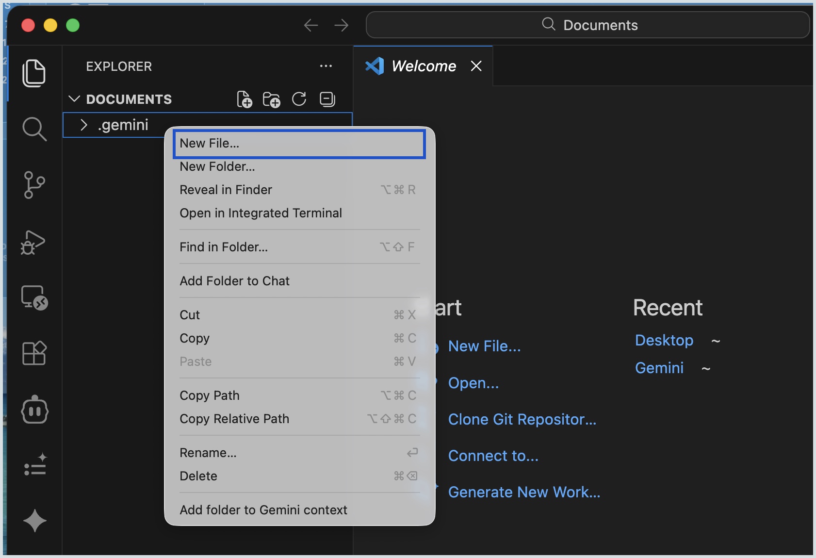 create new file