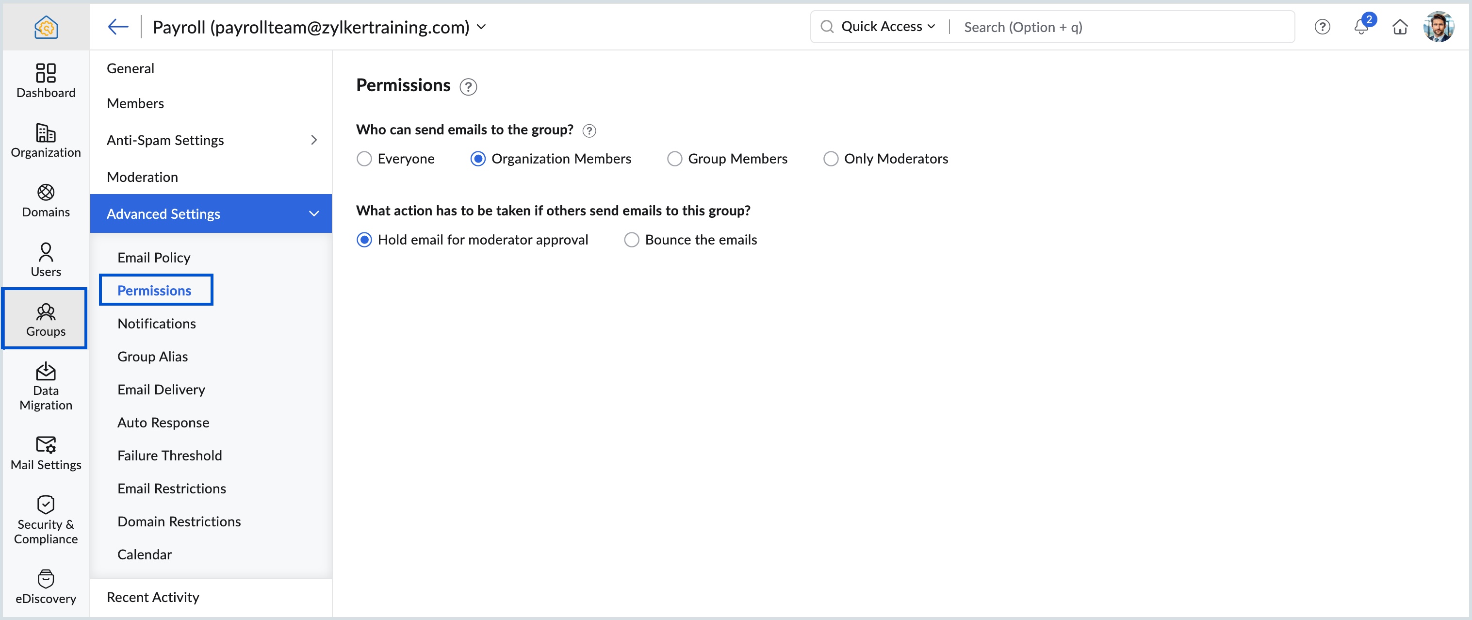 Setting group Permissions