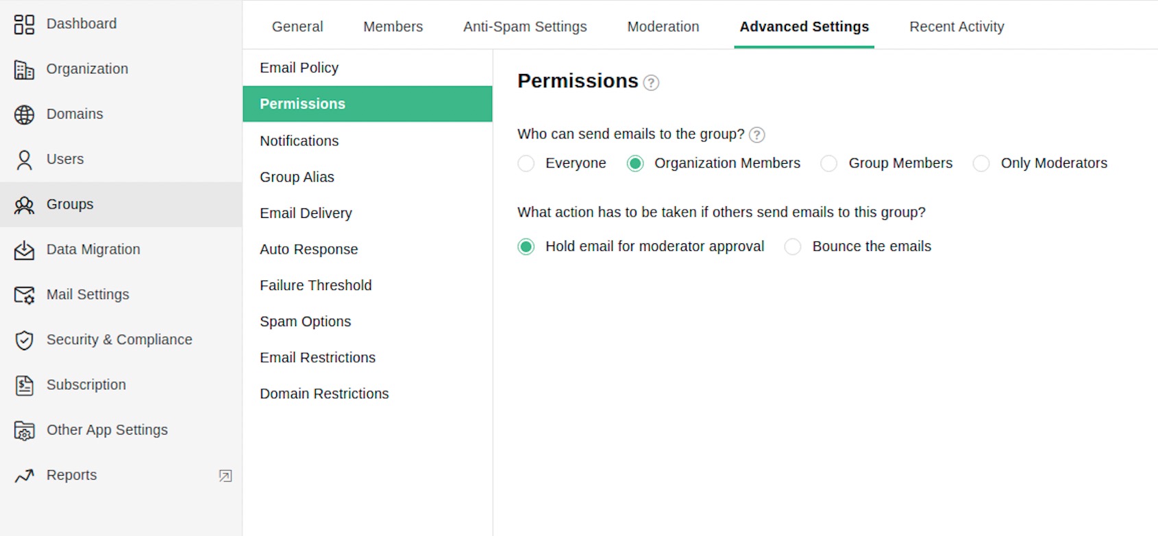 Setting group Permissions