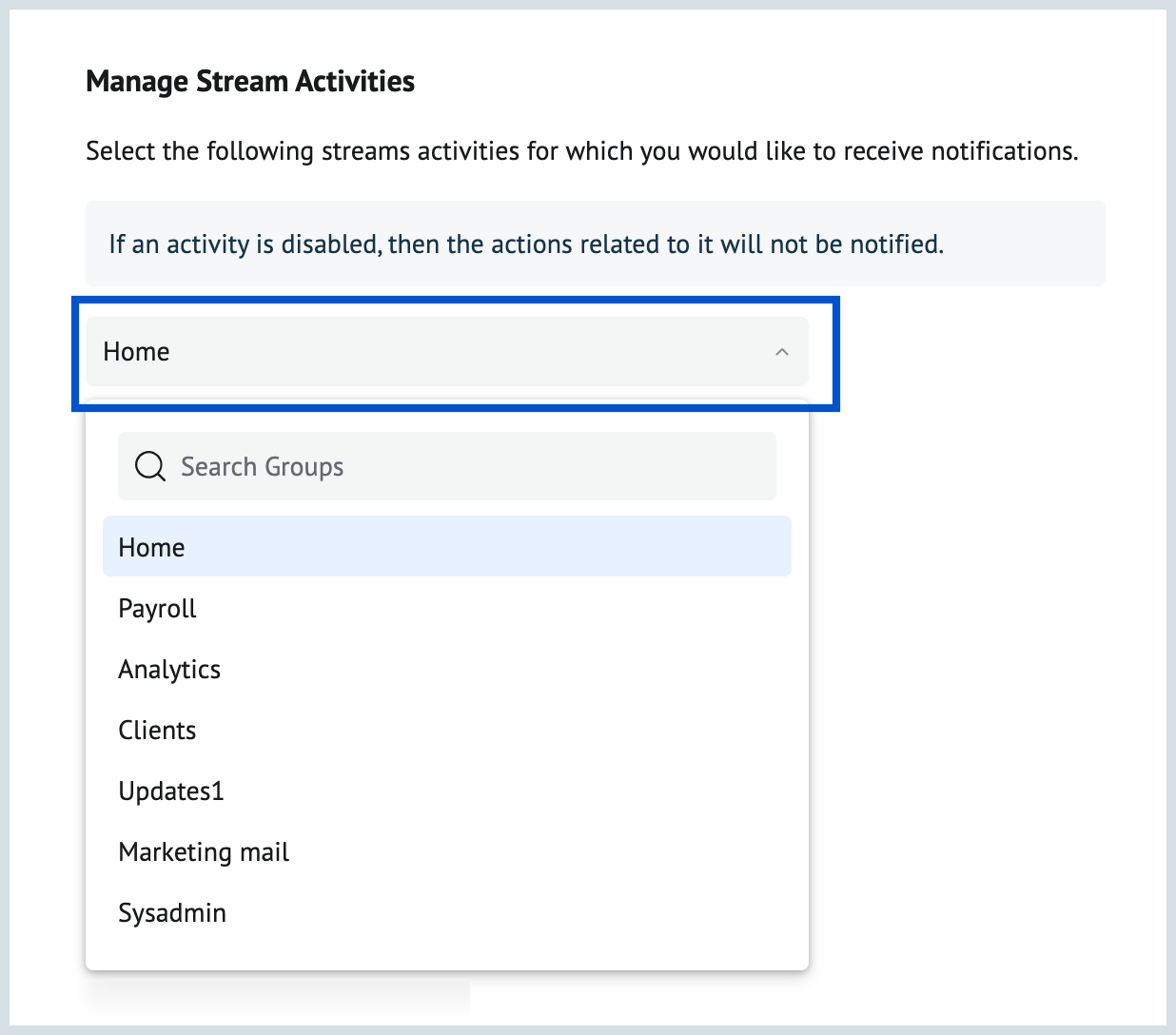 Streams group Streams group