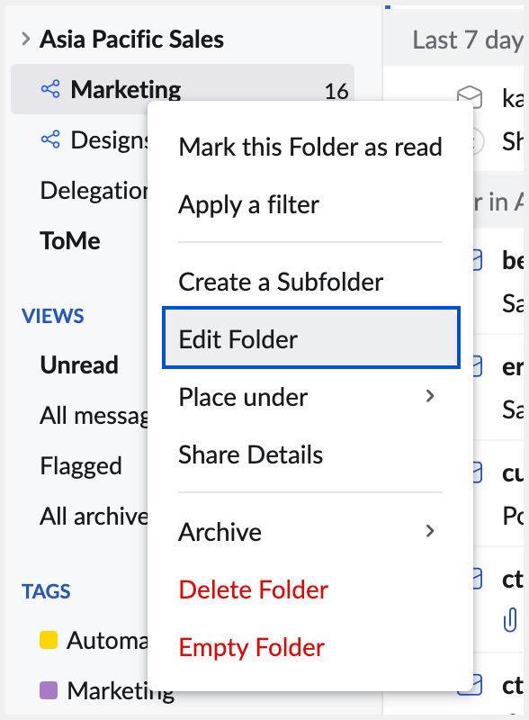 Edit a folder