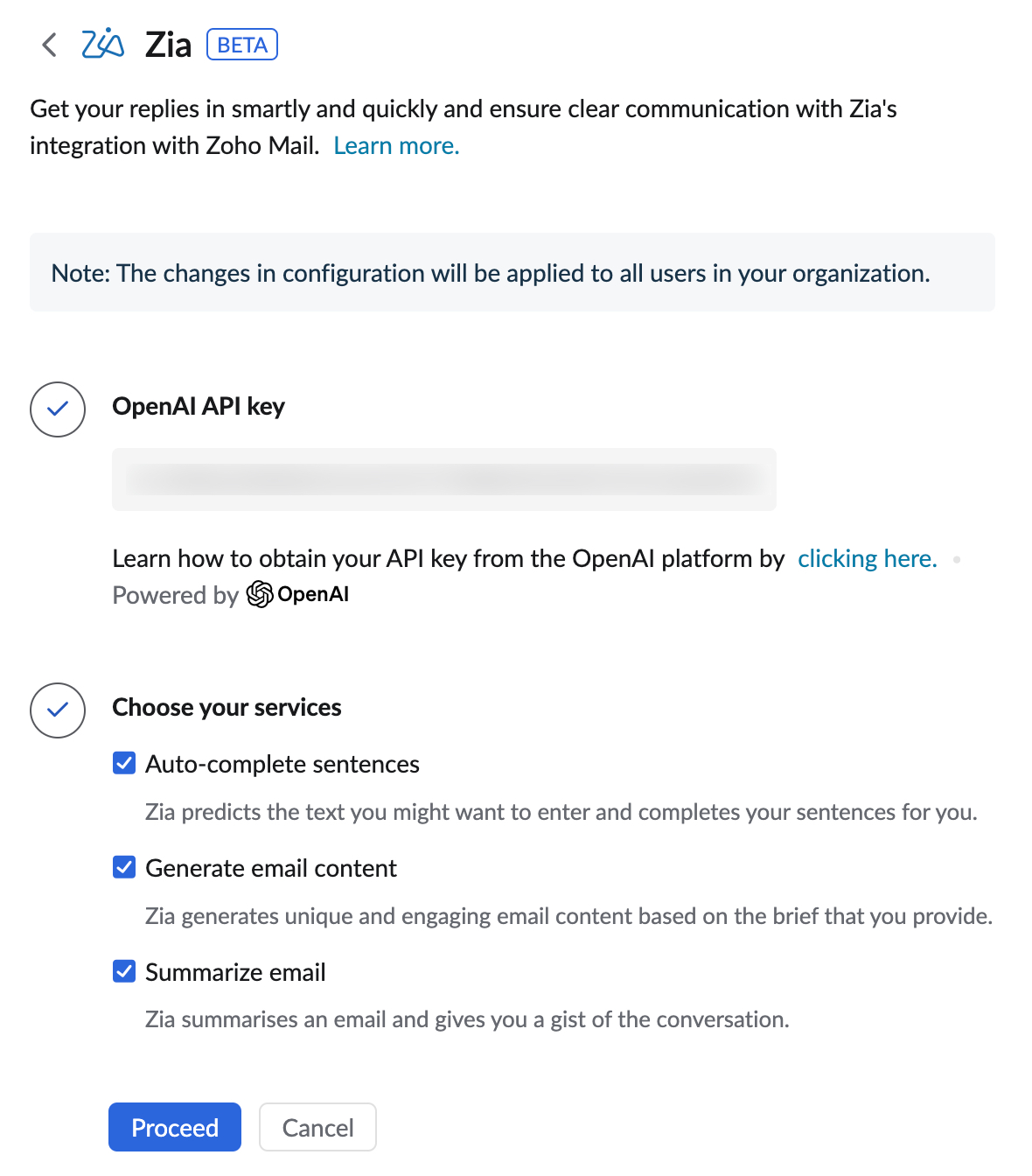 Configure Zia