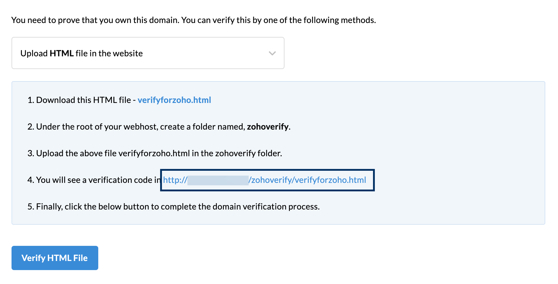 html verification method
