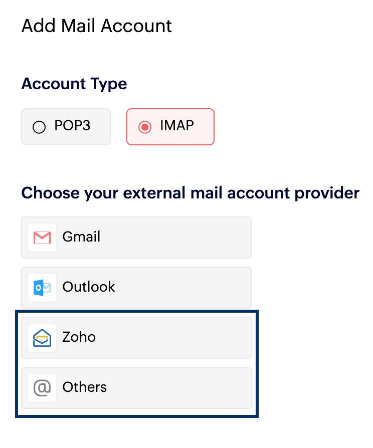 Configuração da conta IMAP