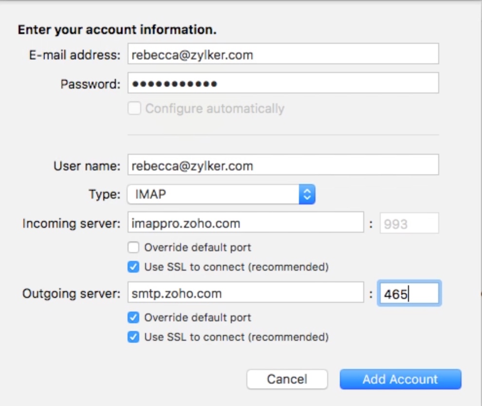 Configure in Outlook for Mac - IMAP