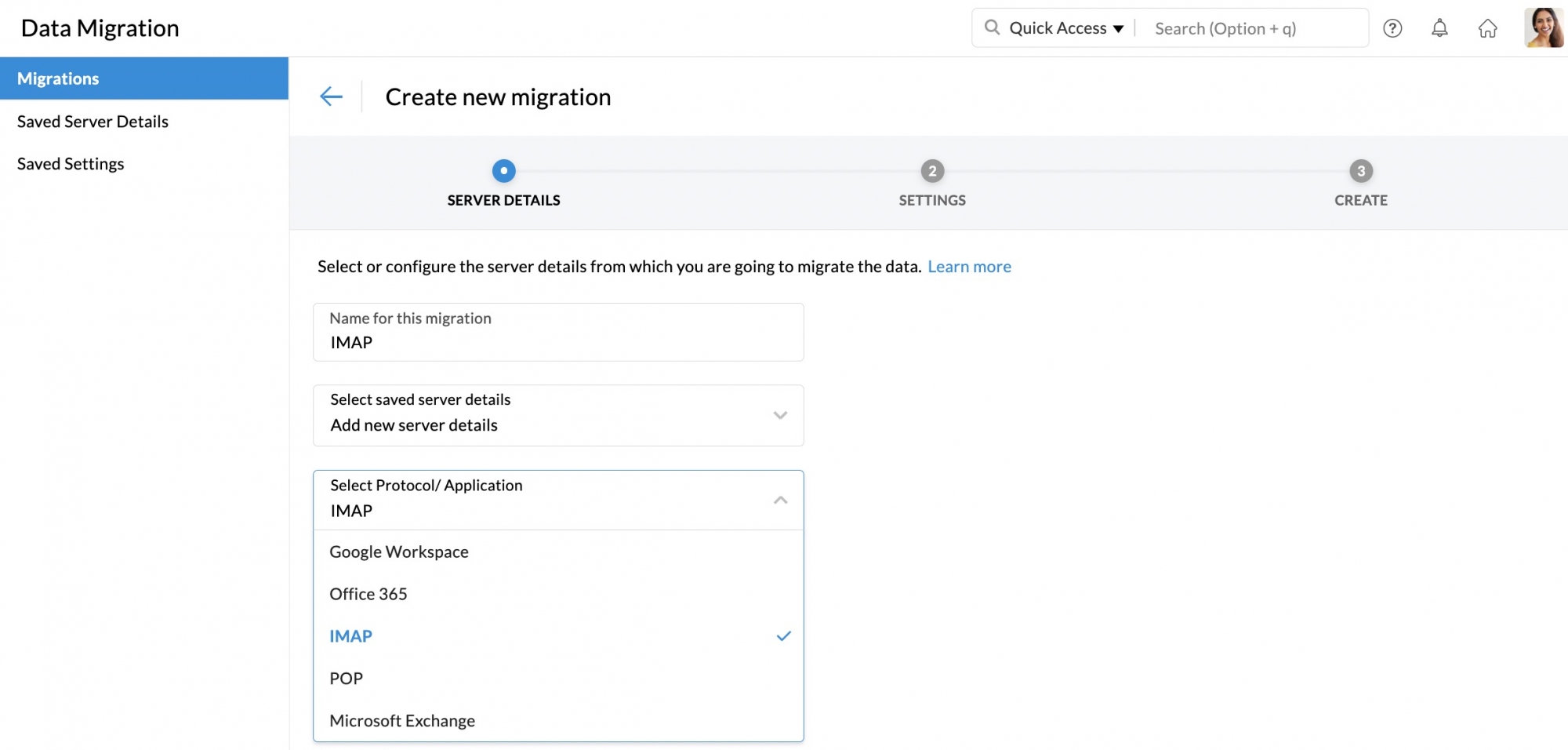 IMAP migration