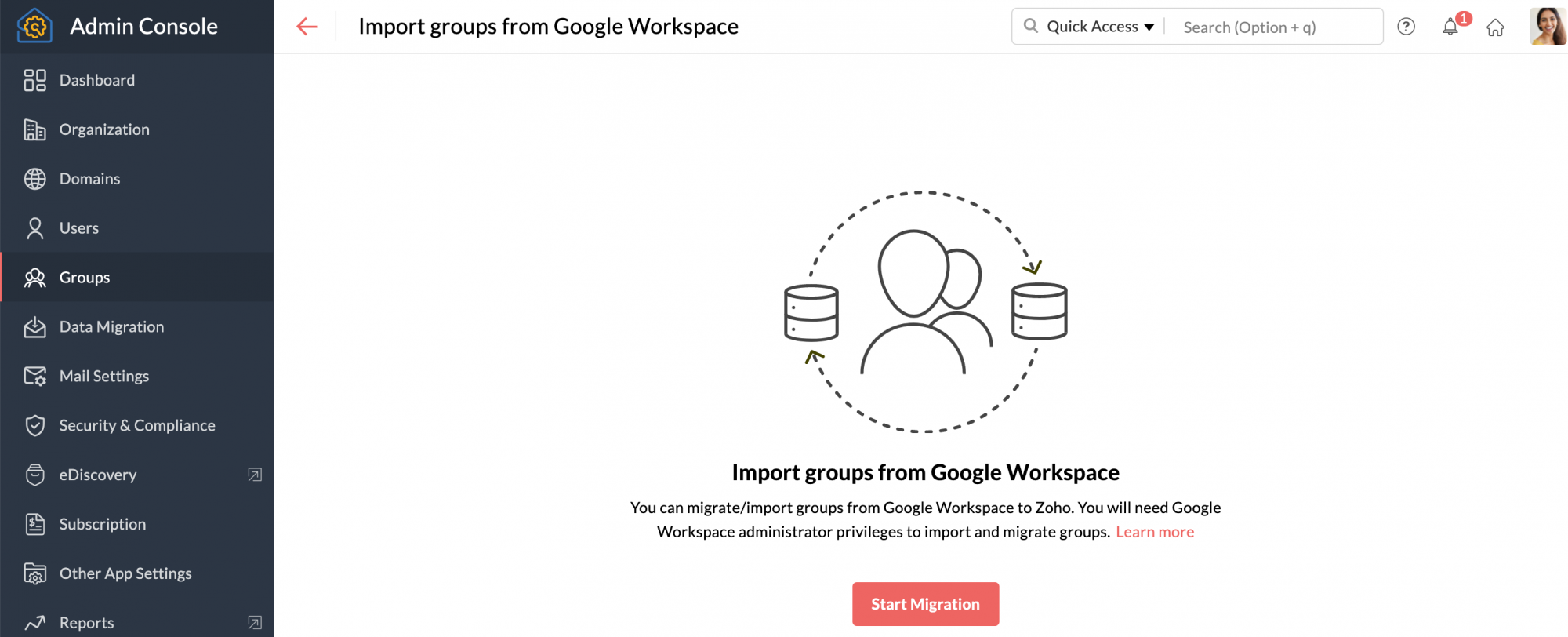 import from google workspace