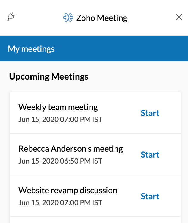Upcoming online meeting status on your mailbox