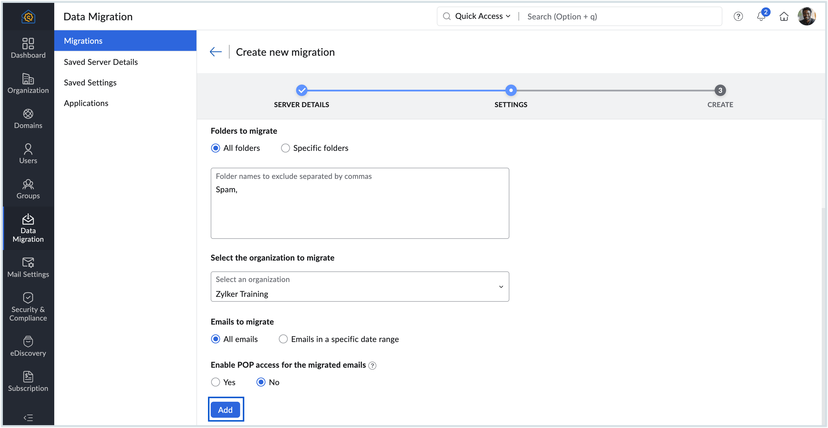 Other Migration settings