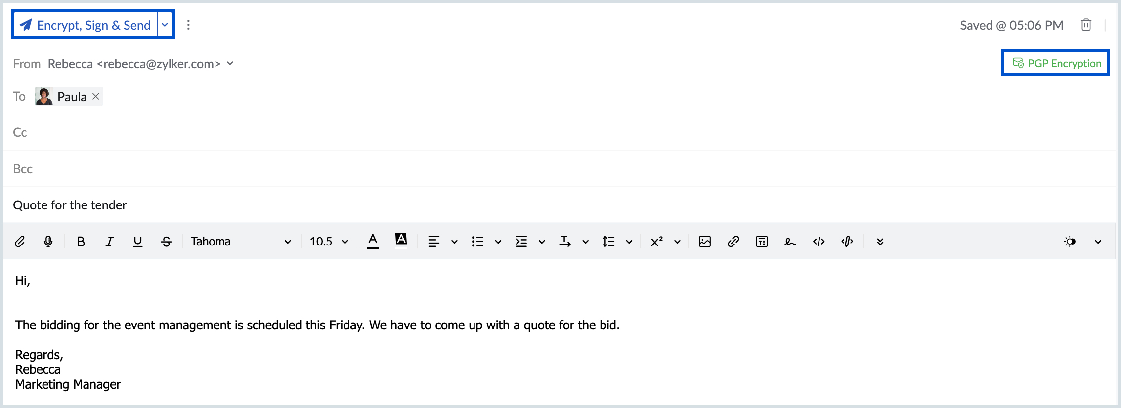 Compose encrypted email Compose encrypted email