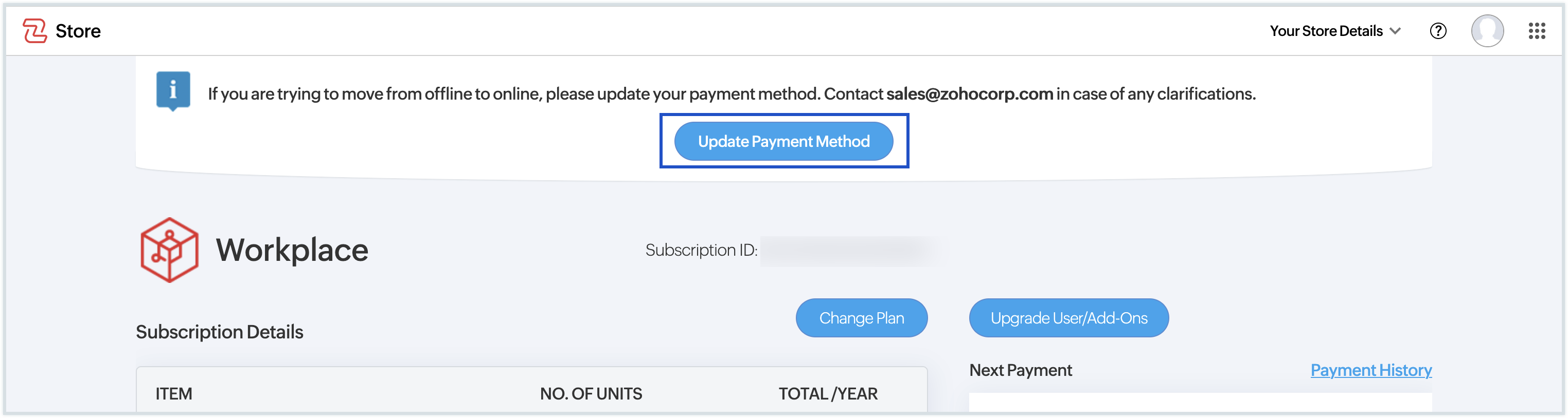 Change offline payment method to online