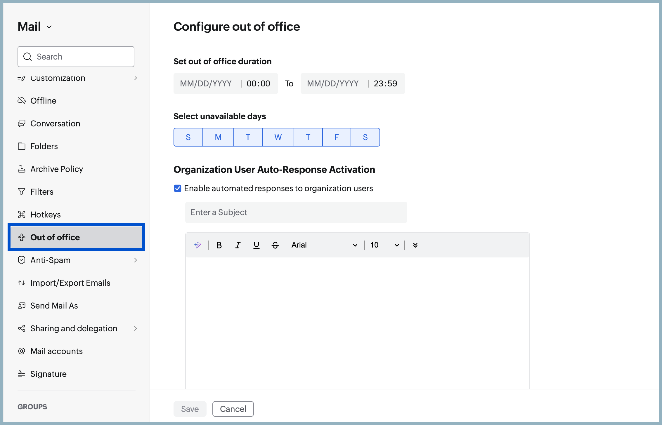 Out of office Out of office