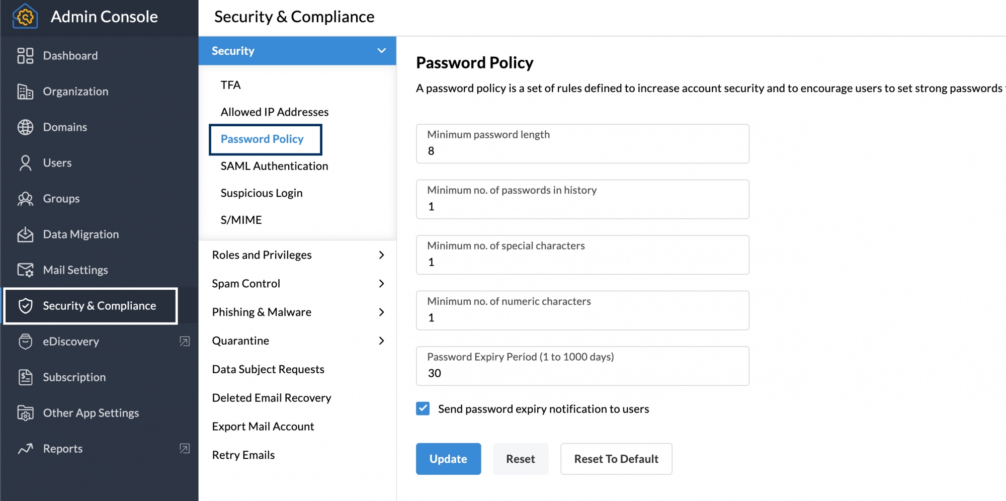 Password policy