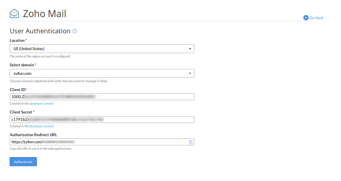 既存のZoho Mailユーザーの設定