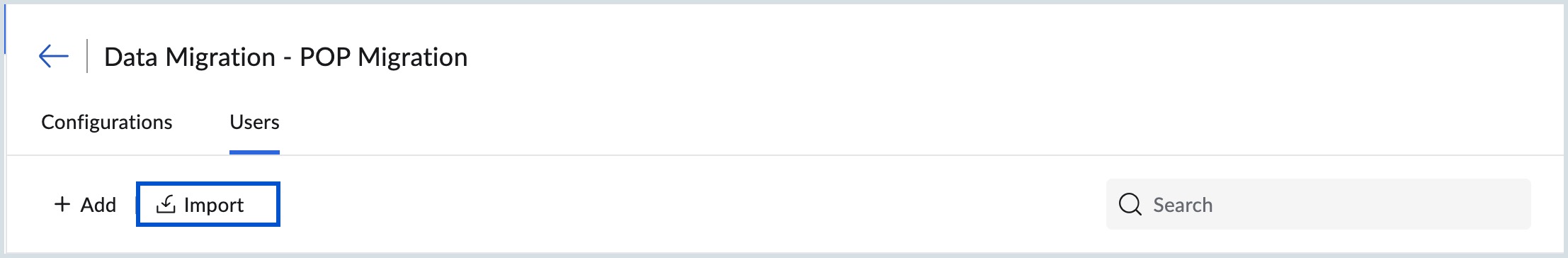 Import users for POP migration