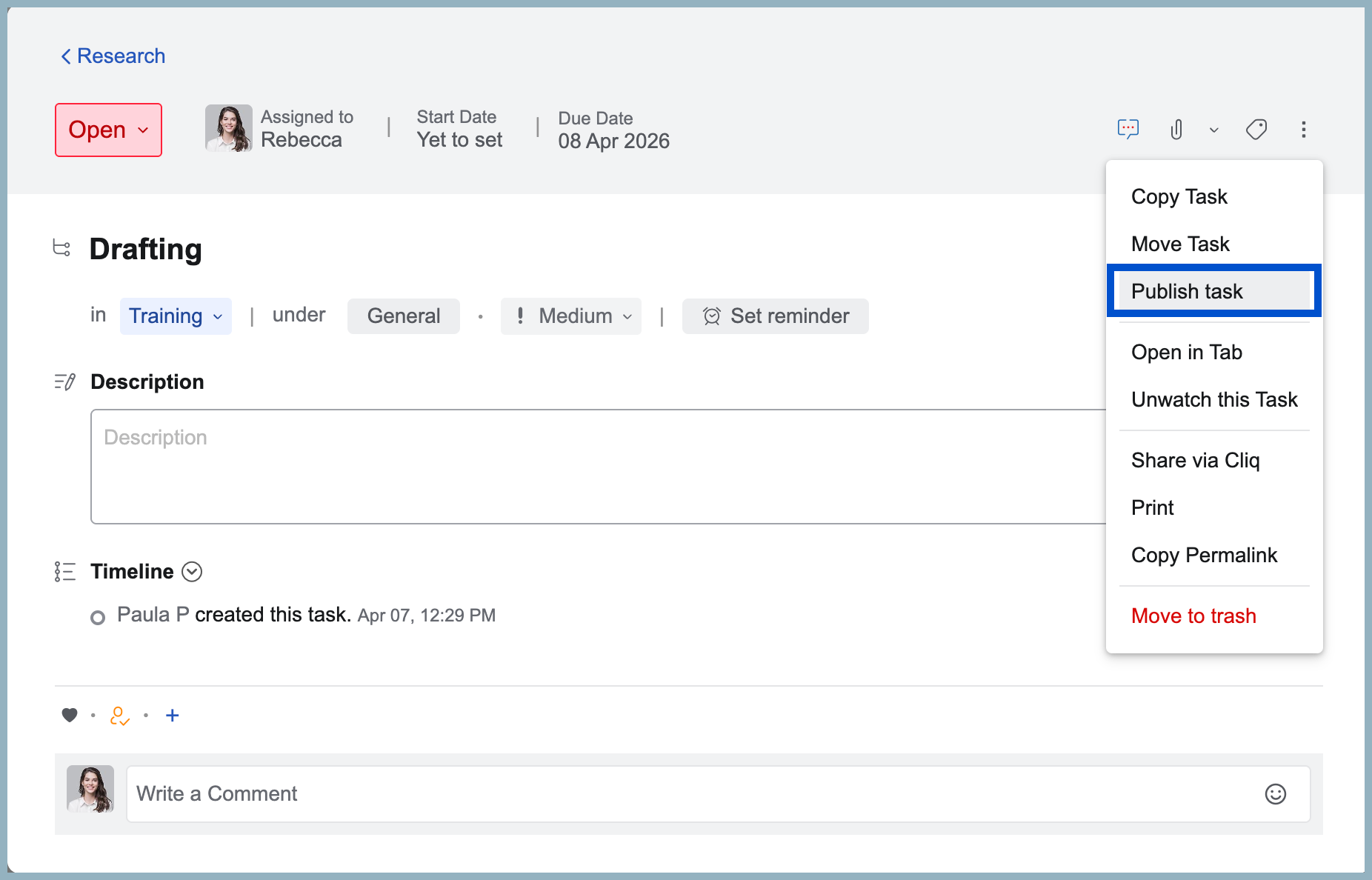 Publish tasks Publish tasks