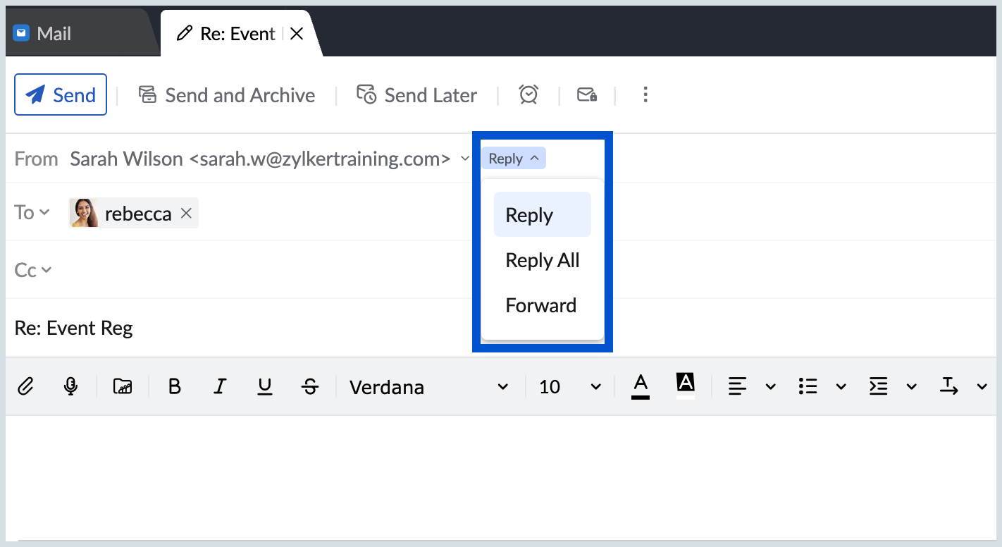 Reply mode