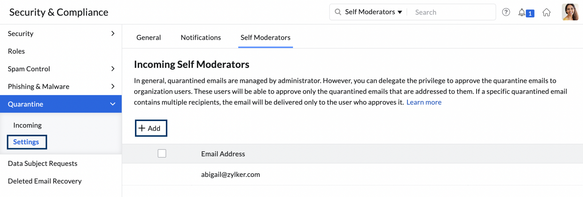 add a self moderator