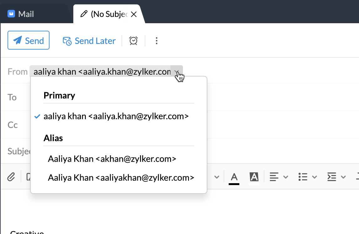 mailbird set up email aliases