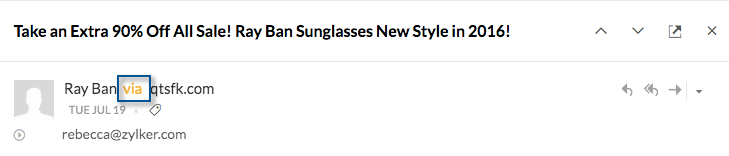 Email 'sent via' information