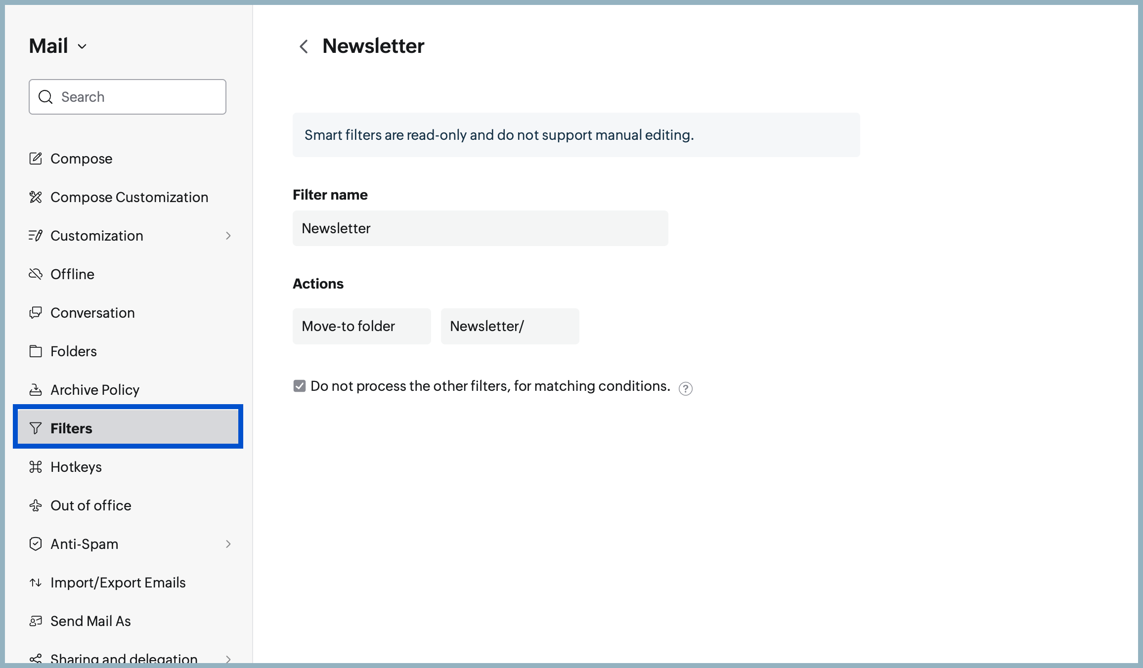 Smart filter preview