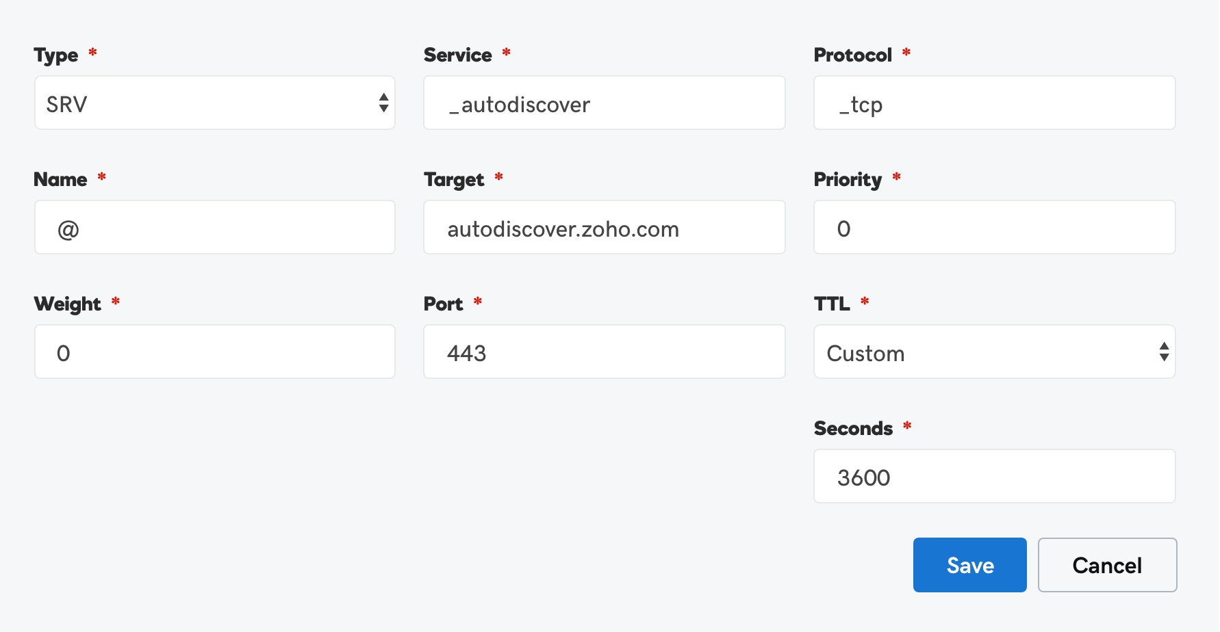 Adding SRV records to DNS