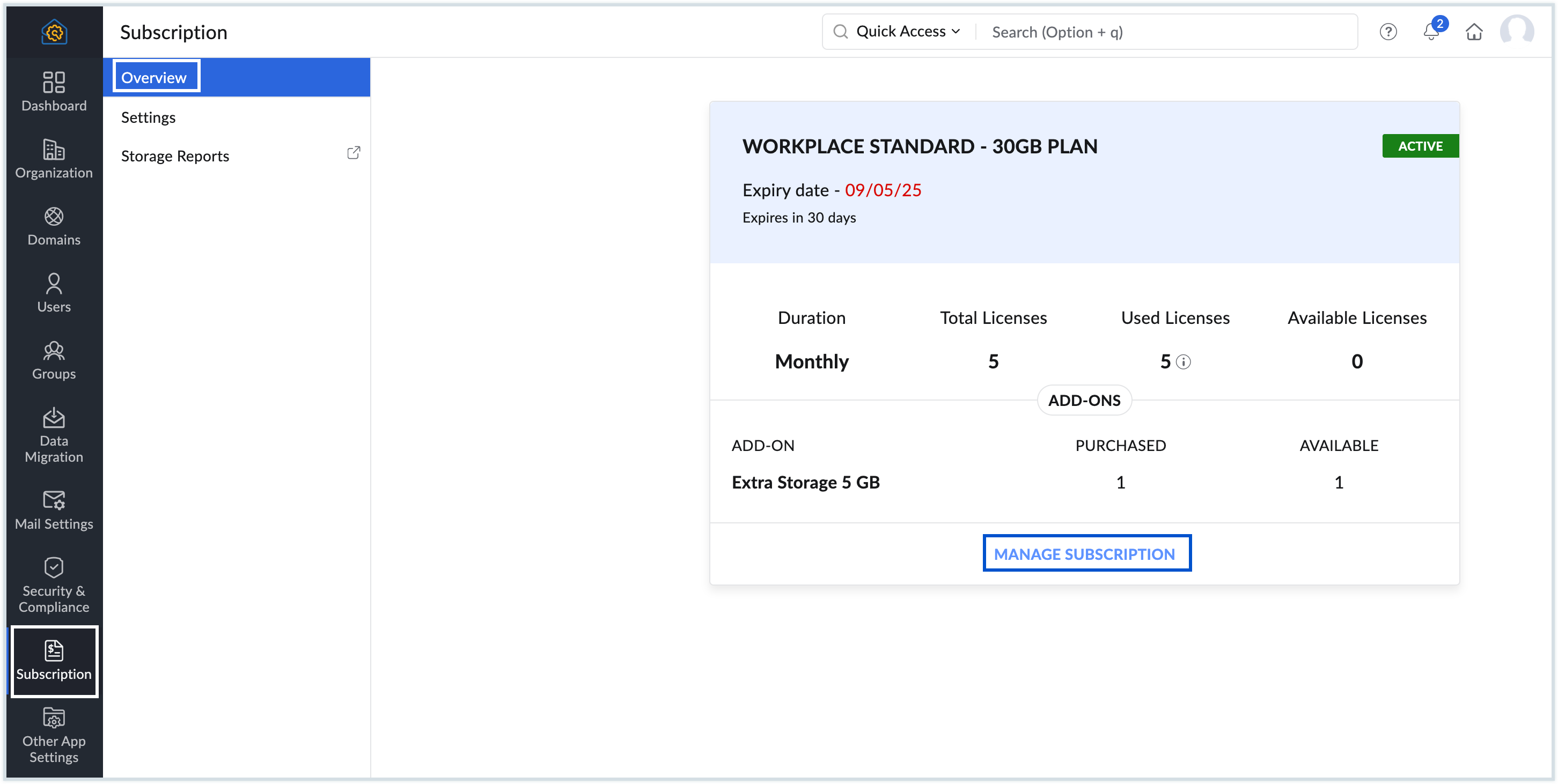 Upgrade plan