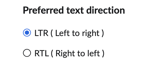 Définition de la direction du texte de l'e-mail