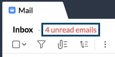 Número de e-mails não lidos no Zoho Mail
