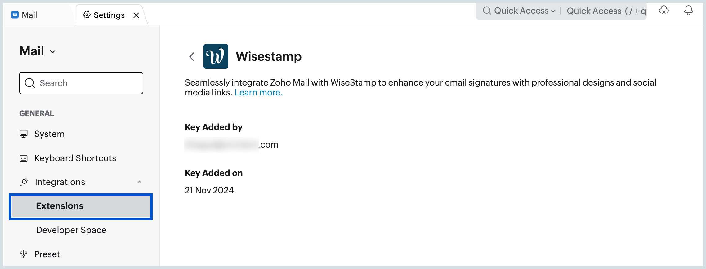 Configuration details in user accounts