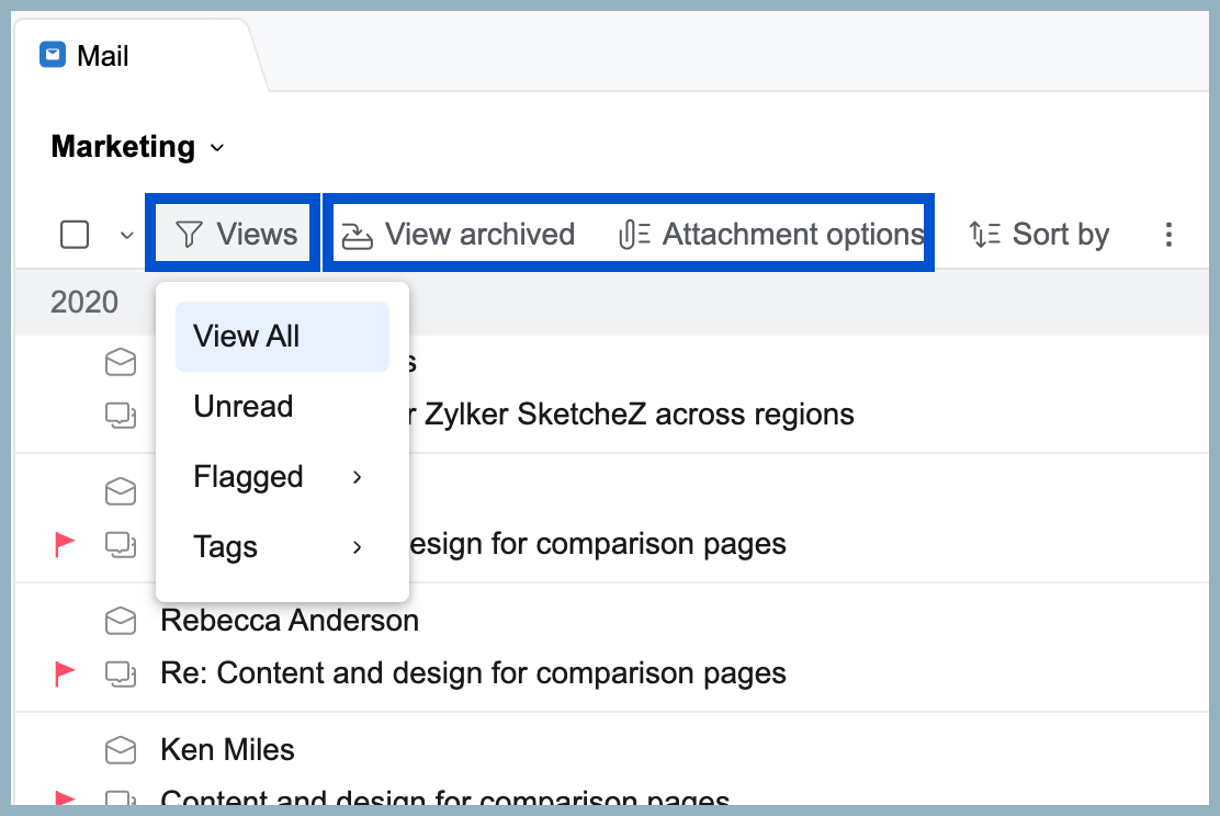 Views in Zoho Mail