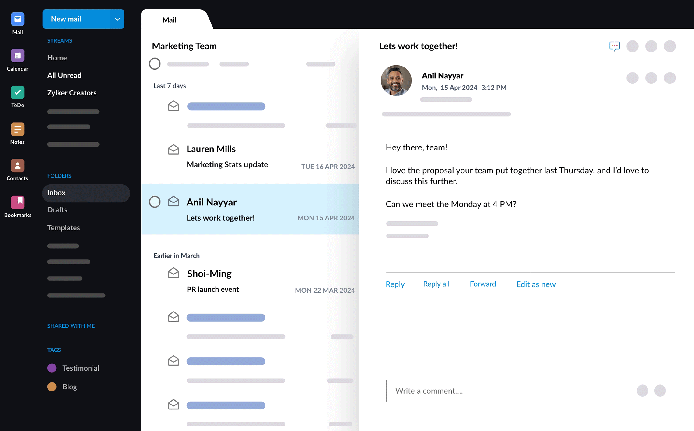 Zoho Mail ダッシュボード