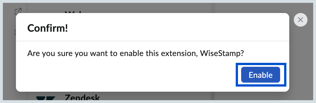 Confirmation pop-up
