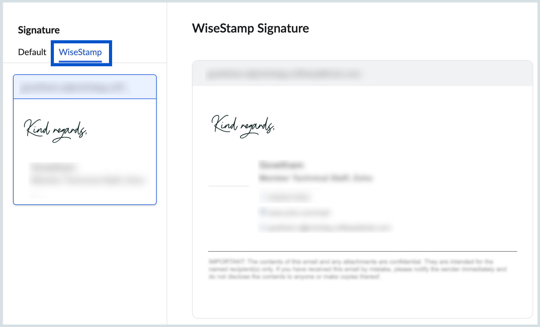 WiseStamp signature