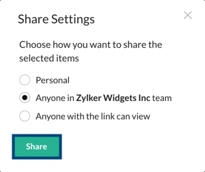 Sharing settings