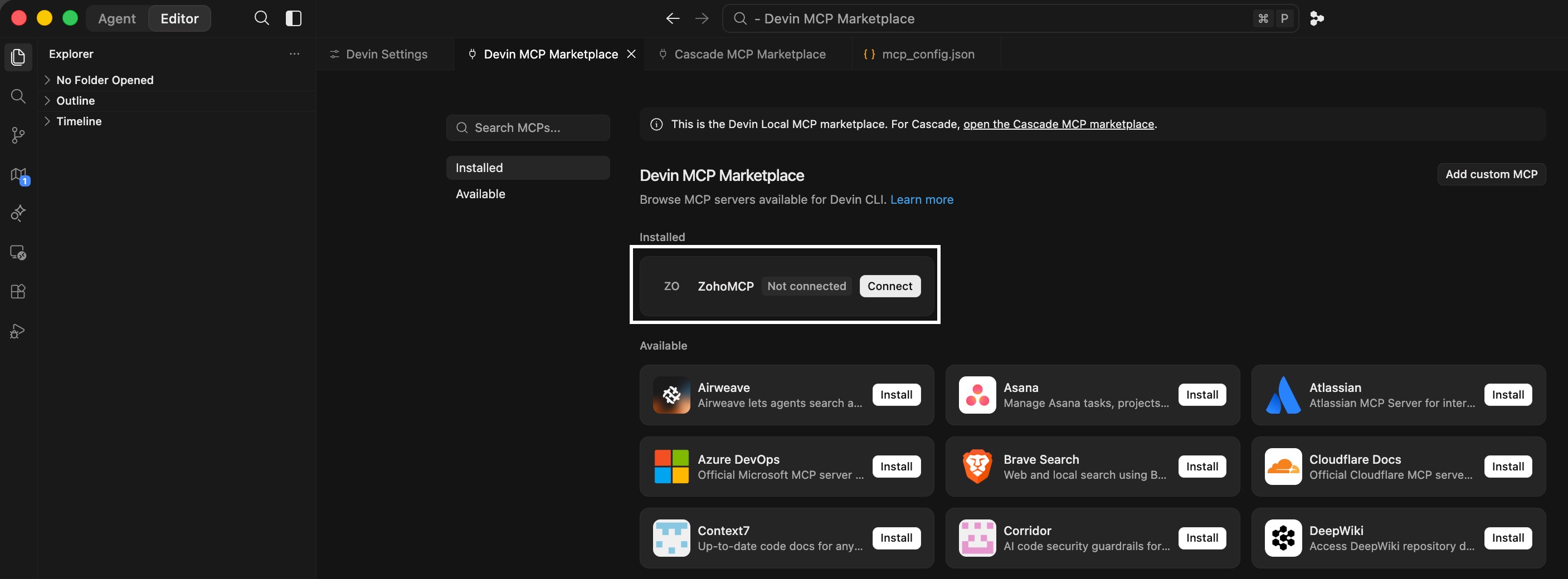 Devin marketplace MCP server added Devin marketplace MCP server added