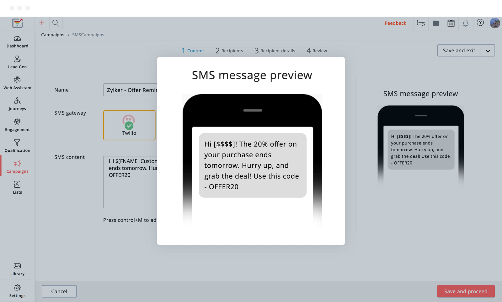 الرسائل النصية القصيرة (SMS)