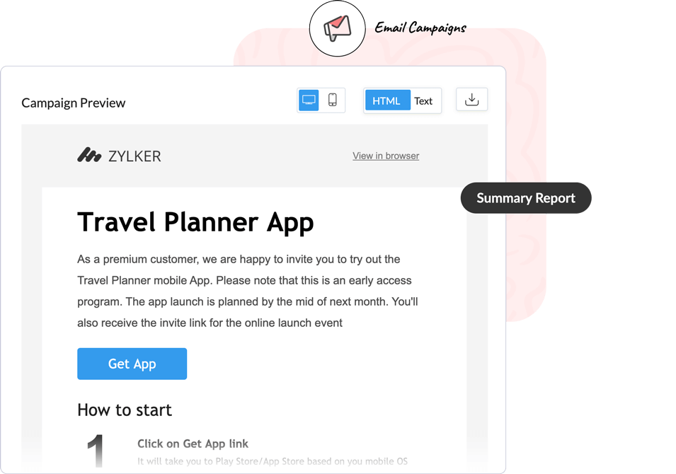 Plan, draft, and send your email campaigns to your targeted audience. Measure campaign performance and set up email marketing automation