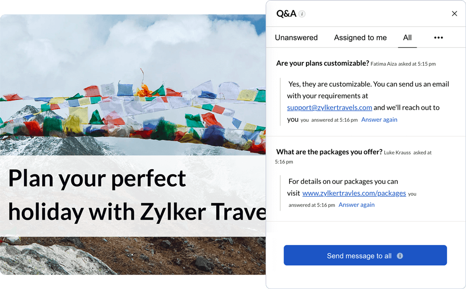 Train and engage your audience online. Launch your webinars, set polls and engage with people attending in real time, measure performance and more