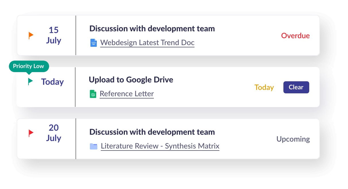 Personal reminders & due dates