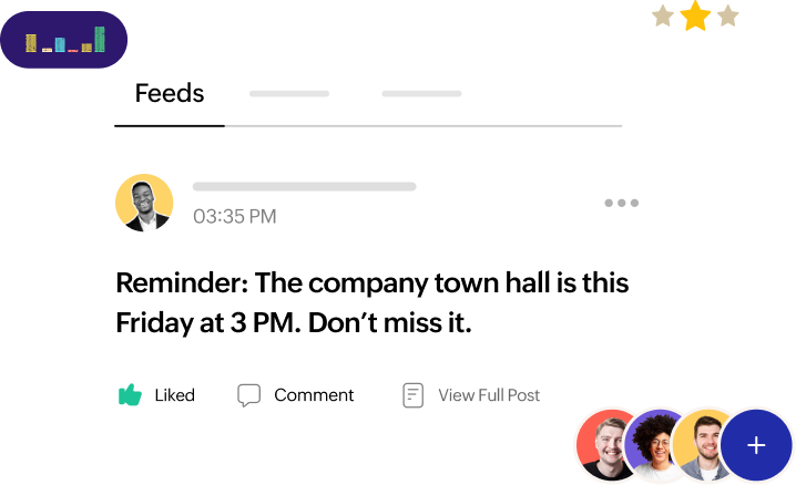 Internal network tool feed - Reminder: The company town hall is this Friday at 3PM. Don't miss it