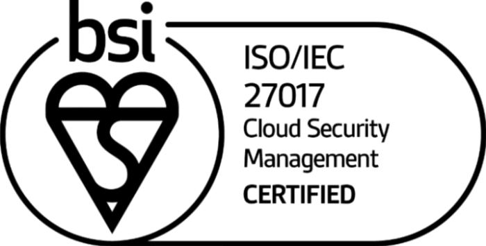 ISO/IEC 27017 Cloud Security Management certification logo