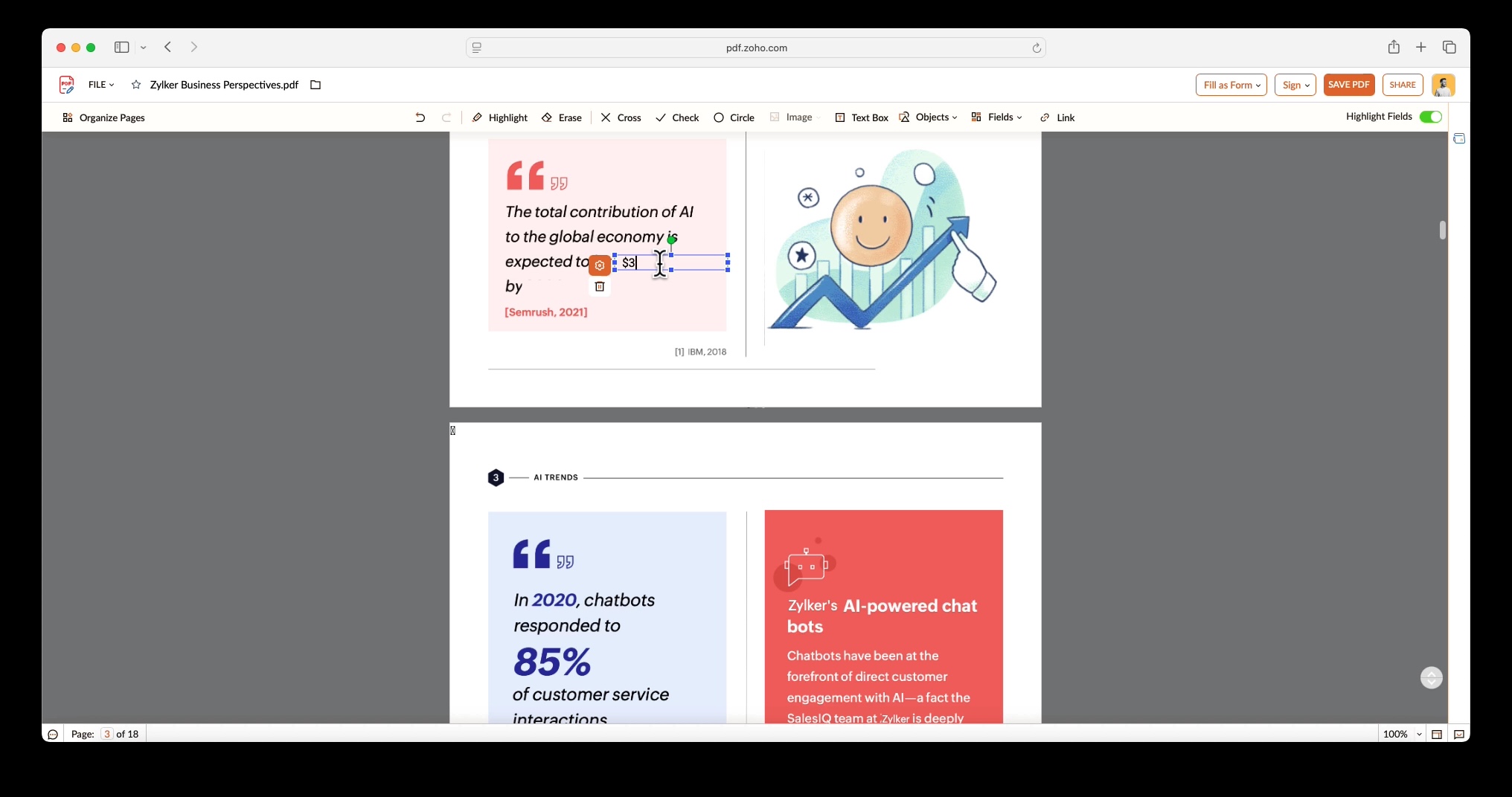 Add and format text in PDFs