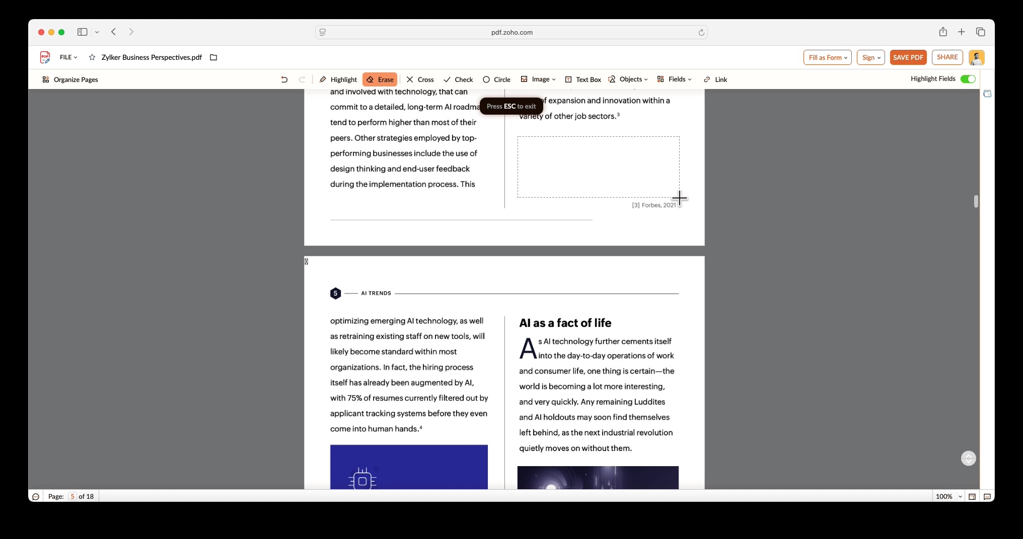 Erase content in PDFs