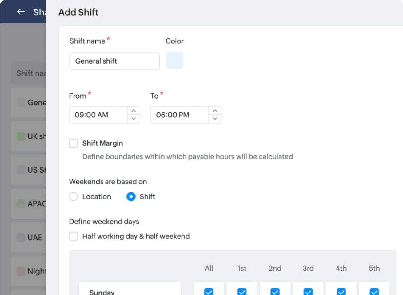 Control shifts