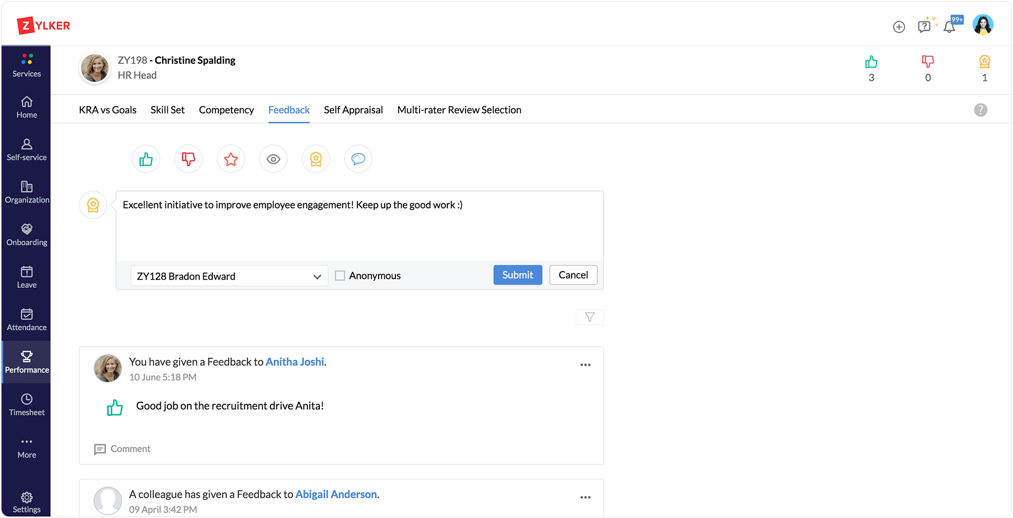 Key features of Zoho People's HCM software