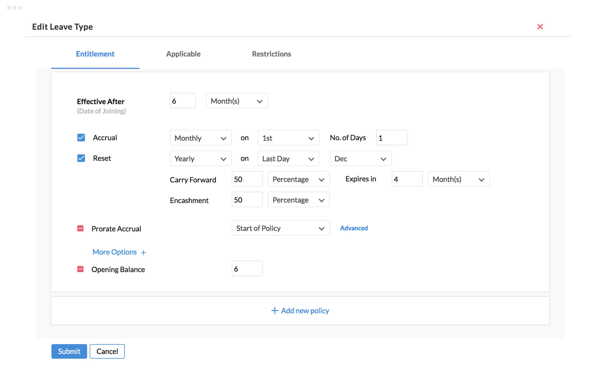 A new method to customize leave policies