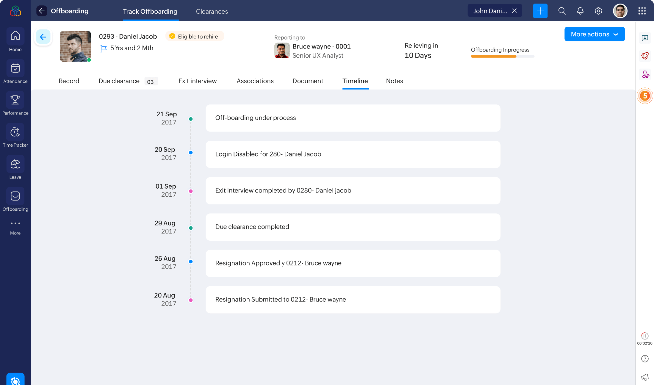 Offboarding in Zoho People