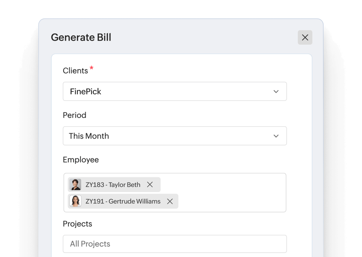 Billing and invoicing management interface