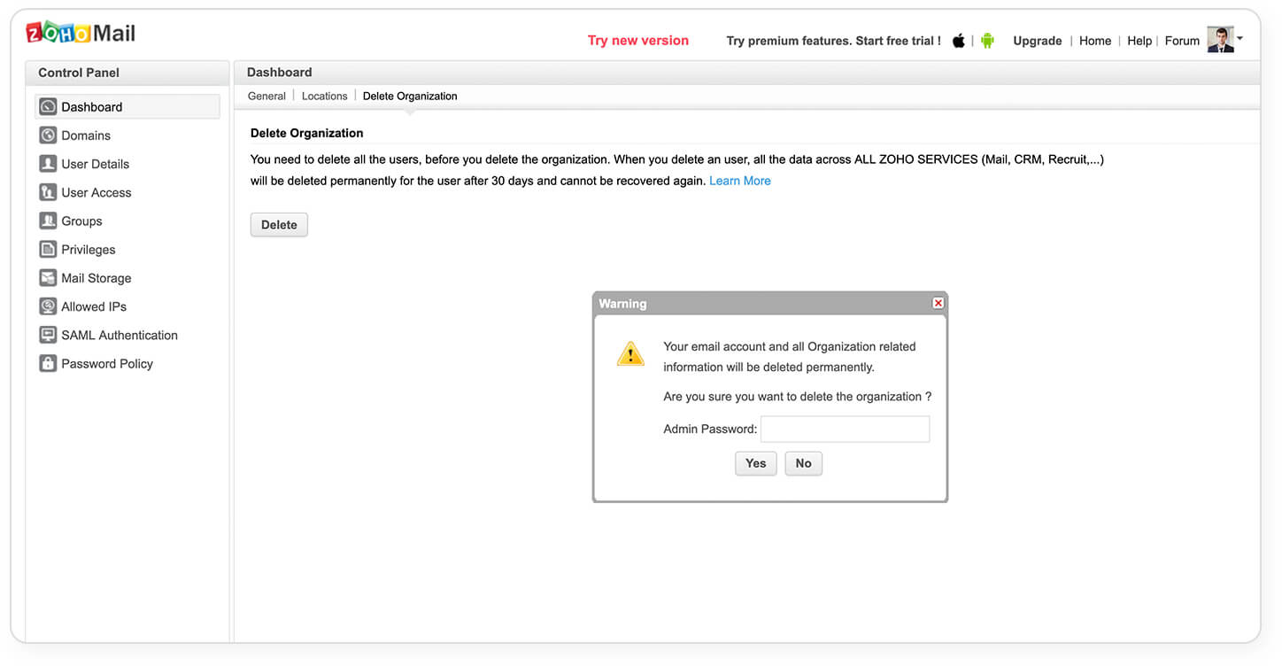 How do I close my Zoho account when I've signed up for People Plus